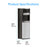 The Brio 400 Series 4-Stage Reverse Osmosis Bottleless Water Cooler, shown in black and silver, is labeled with dimensions: height 41.1 inches (104.4 cm), depth 14 inches (35.5 cm), and width 12.2 inches (31.1 cm). Product Specifications above.