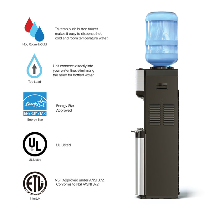 Brio 500 Series Black Stainless Top Load Water Cooler