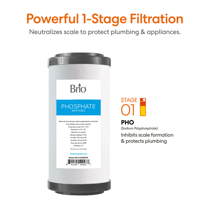 Brio Single Stage Whole House Filtration System - 10" Anti-Scale