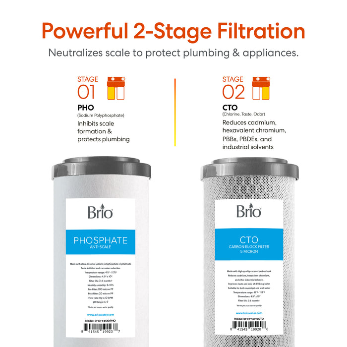 Brio 2-Stage Whole House Filtration System- 10" Anti-Scale