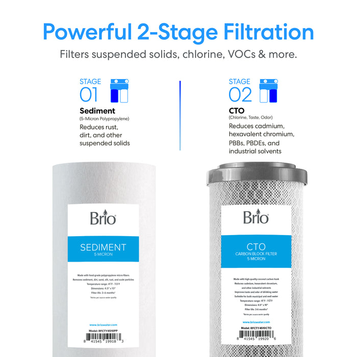 Brio 2-Stage Whole House Filtration System - 10" Multi-Purpose