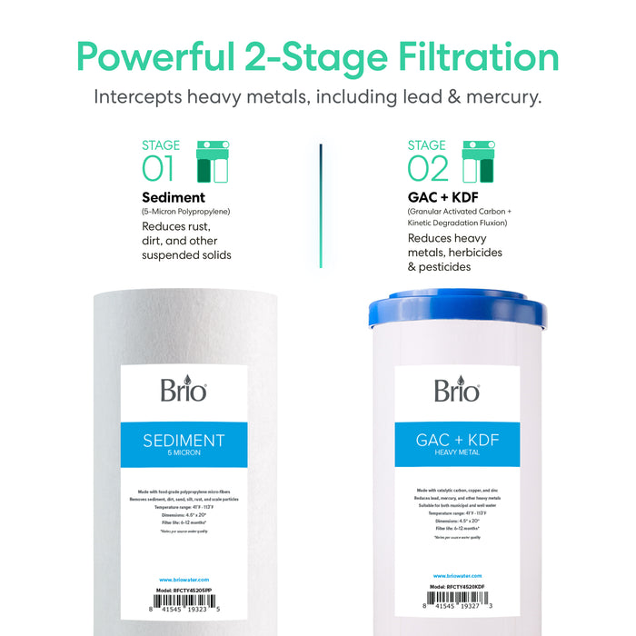 Brio 2-Stage Whole House Filtration System - 20" Heavy Metals