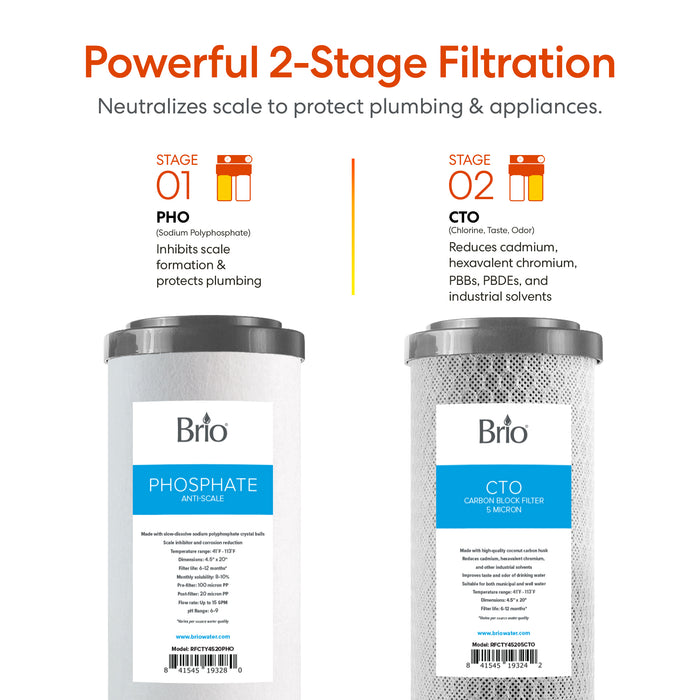 Brio 2-Stage Whole House Filtration System - 20" Anti-Scale