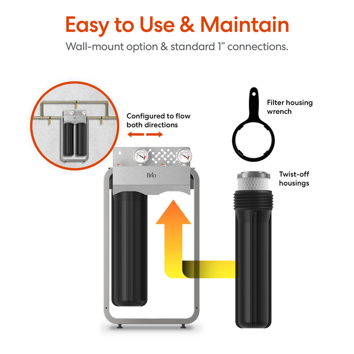 Brio 2-Stage Whole House Filtration System - 20" Anti-Scale