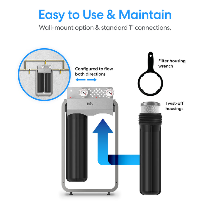 Brio 2-Stage Whole House Filtration System - 20" Multi-Purpose