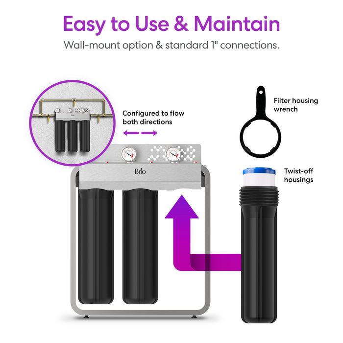 Brio 3-Stage Whole House Filtration System - 20" Iron & Manganese