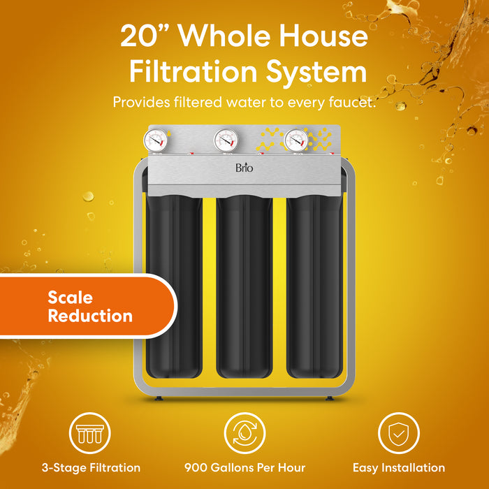 Brio 3-Stage Whole House Filtration System - 20" Anti-Scale
