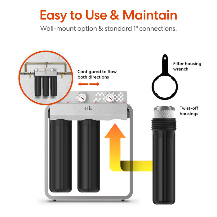 Brio 3-Stage Whole House Filtration System - 20" Anti-Scale