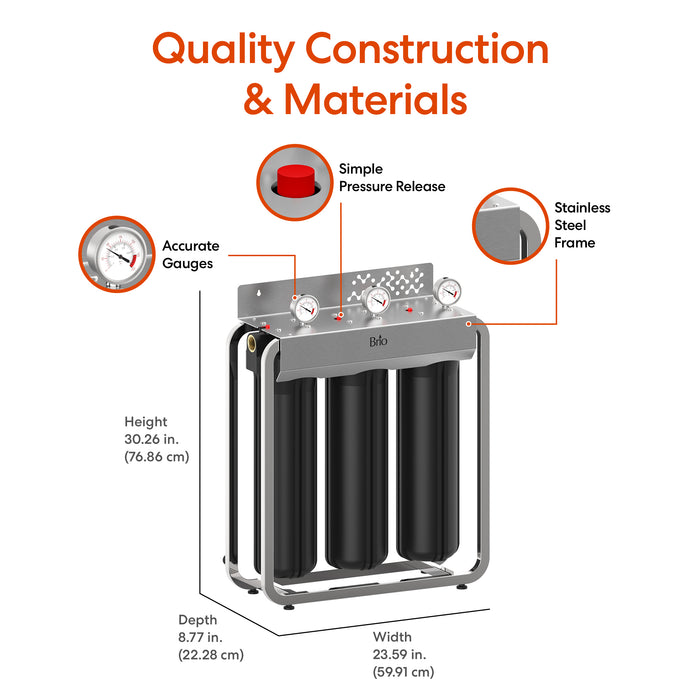 Brio 3-Stage Whole House Filtration System - 20" Anti-Scale