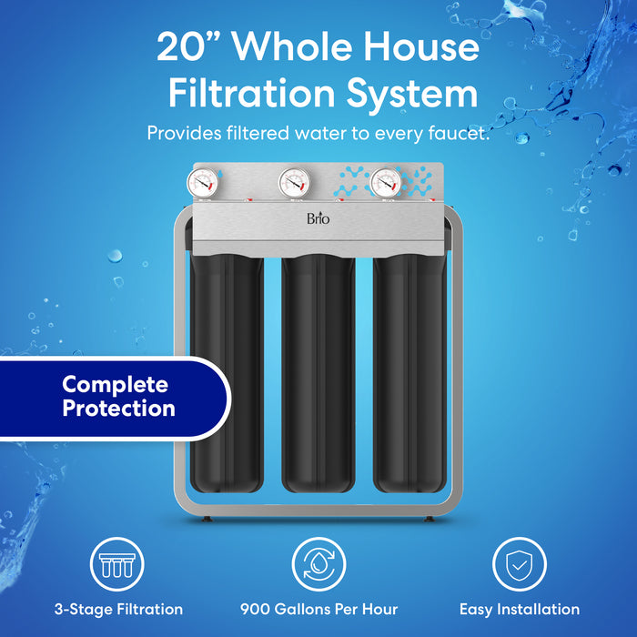 Brio 3-Stage Whole House Filtration System - 20" Multi-Purpose