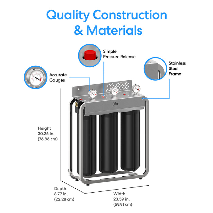 Brio 3-Stage Whole House Filtration System - 20" Multi-Purpose