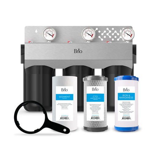 Brio 3-Stage Whole House Filtration System - 10" Iron & Manganese