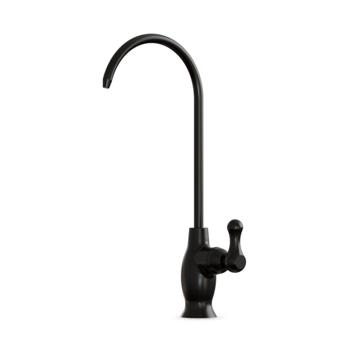 The Brio Classic Series Water Faucet in matte black features a lead-free stainless steel build, high curved gooseneck spout, and single lever handle, shown isolated on a white background.