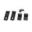 The Riser ACWC430 Assembly Accessories Kit includes four black metal mounting brackets of varying shapes and four black screws, all shown on a white background. The brackets feature slotted holes for adjustable installation.