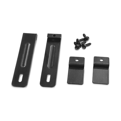 The Riser ACWC530 Assembly Accessories Kit includes two black mounting brackets, two small L-shaped brackets with holes, and five black screws, all arranged on a white background for easy ACWC530 installation.