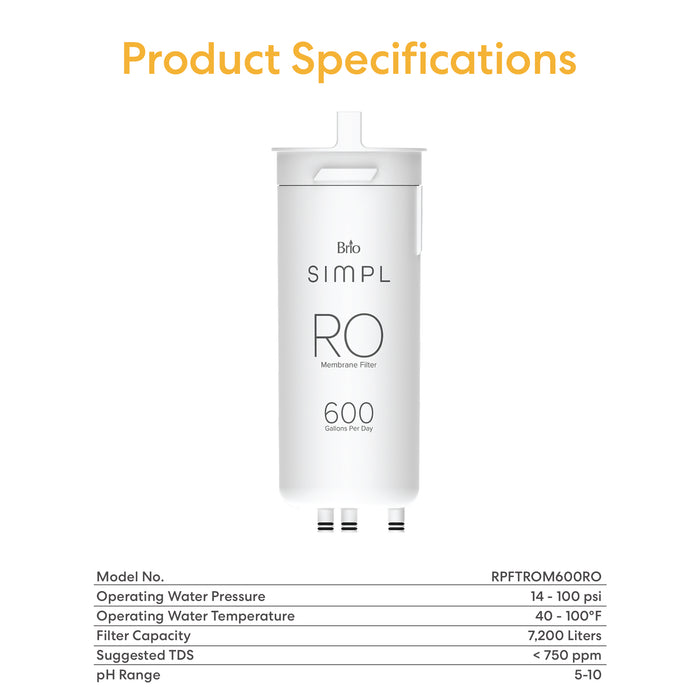 Brio SIMPL Reverse Osmosis Membrane 600GPD - TROM600STD