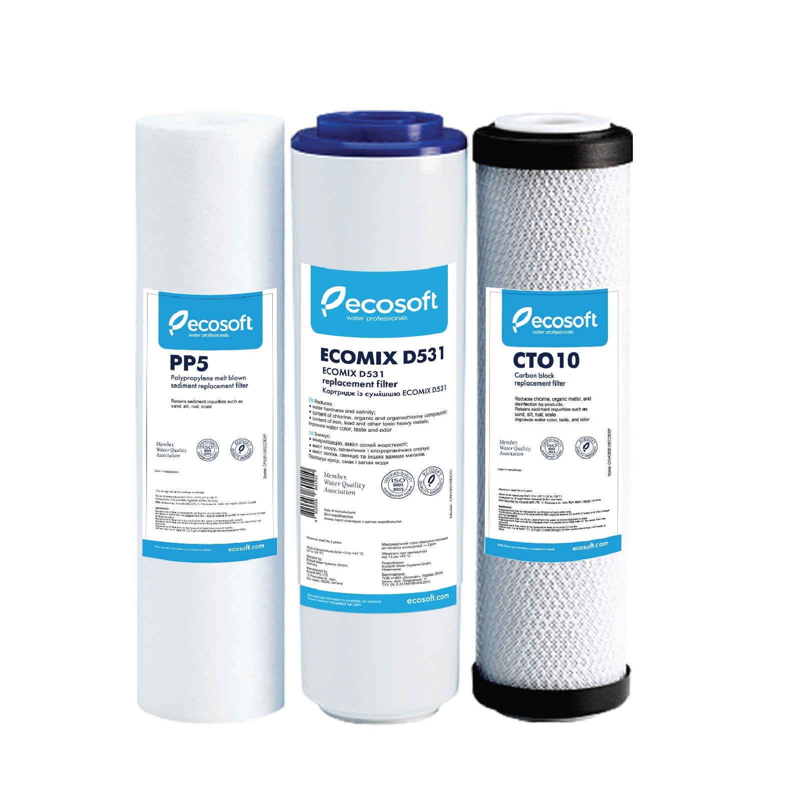 Ecosoft Standard 3-Stage Filter Replacement Set (3-Piece) – Brio Water ...