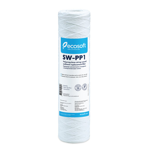 Ecosoft PP String-Wound Sediment (Stage 1) Replacement Filter 2.5"× 10" 1-Micron