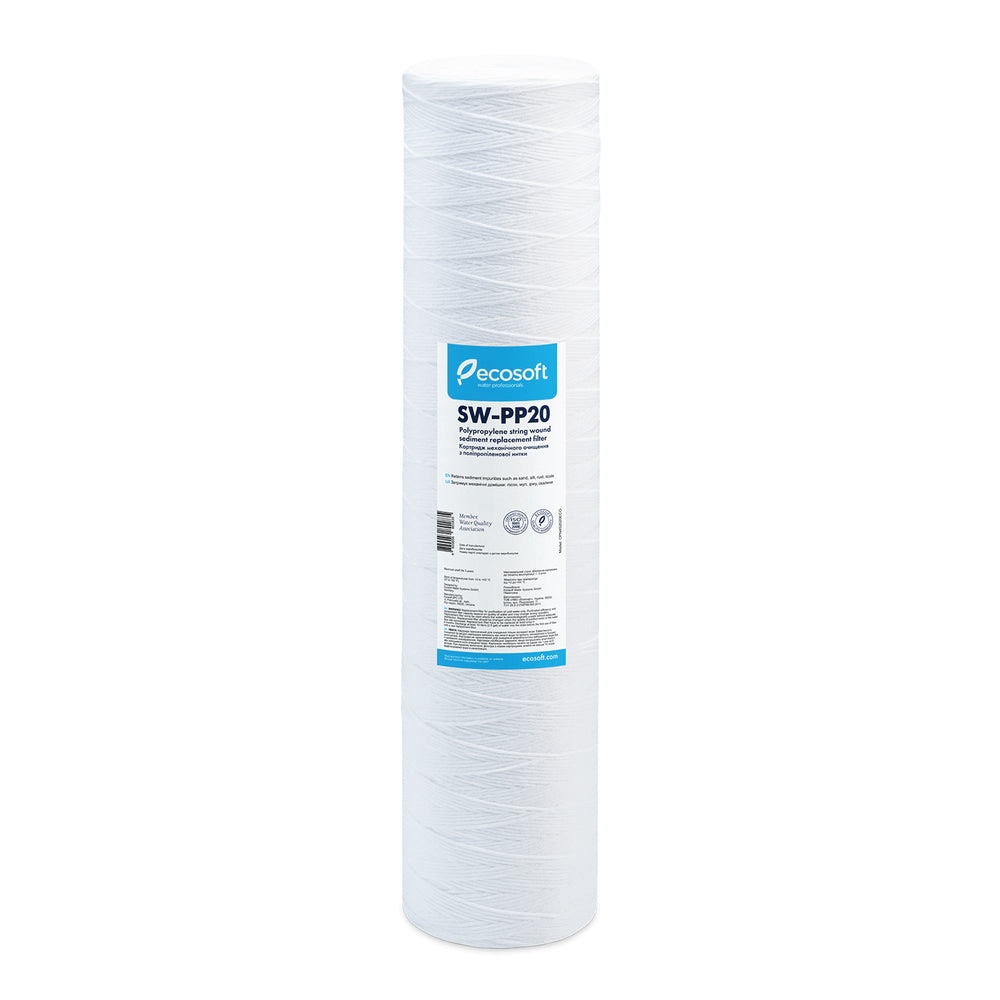 Ecosoft PP String-Wound Sediment (Stage 1) Replacement Filter 4.5"× 20" 20-Micron
