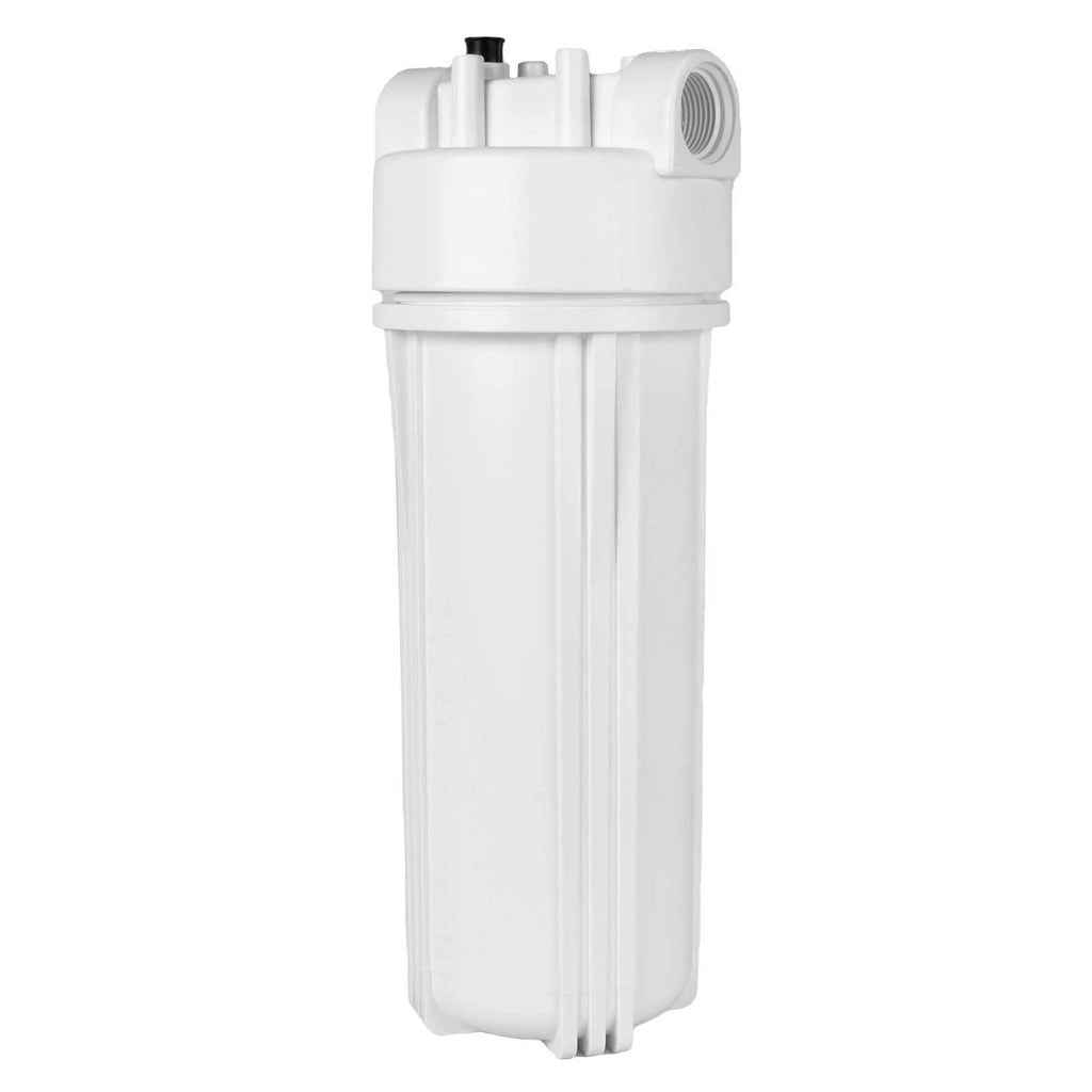 White 2.5” X 10" Filter Housing & Female Pressure Release Cap with 1/2” Inlet & Outlet