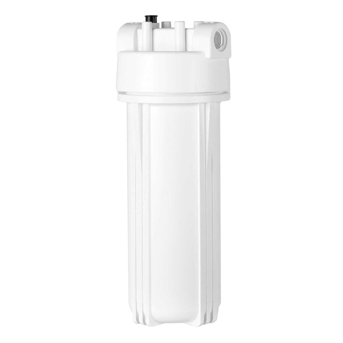 White Filter Housing and Male Cap with 1/4” Inlet & Outlet, 2.5” X 10”