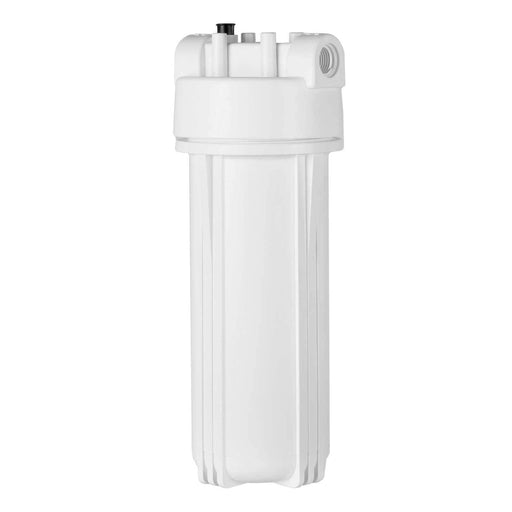 White 2.5” X 10” Filter Housing and Pressure Release Female Cap with 3/4” Inlet & Outlet