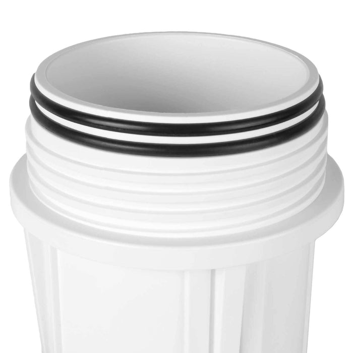 White 2.5” X 10” Filter Housing and Pressure Release Female Cap with 3/4” Inlet & Outlet