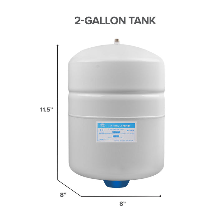 Brio White 2 GAL. Metal Tank for RO Water Filter Systems