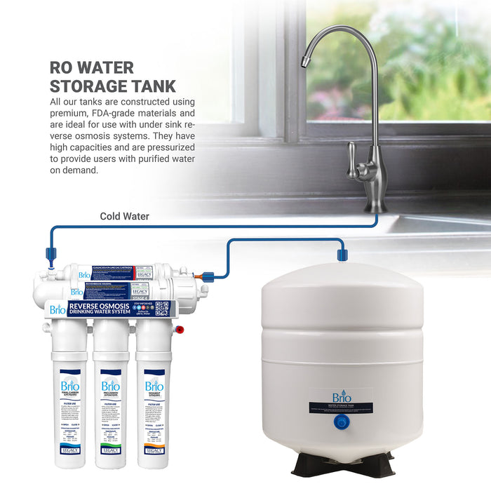 Brio White 4 GAL. Metal Tank for RO Water Filter Systems