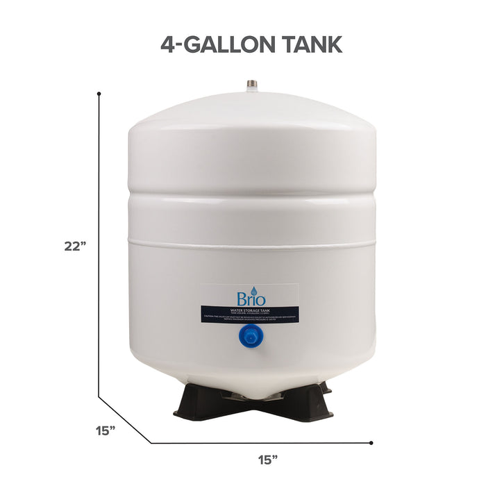 Brio White 4 GAL. Metal Tank for RO Water Filter Systems