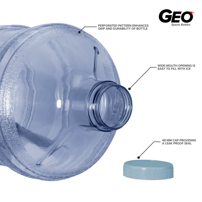 BPA Free 1 Gallon Water Bottle, Plastic Bottle, Sports Bottle, with Screw Cap, GEO