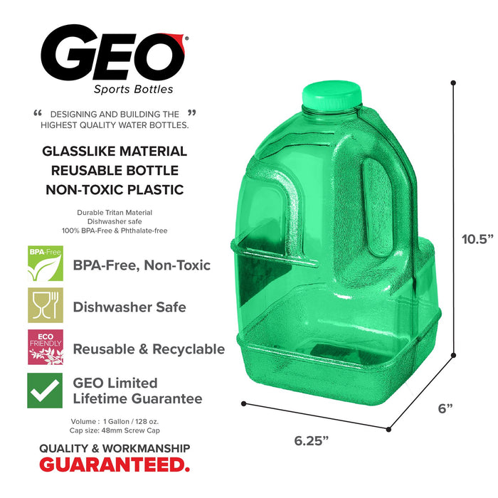 BPA Free 1 Gallon Juice Bottle, Water Bottle, Plastic Bottle, with Screw Cap, GEO