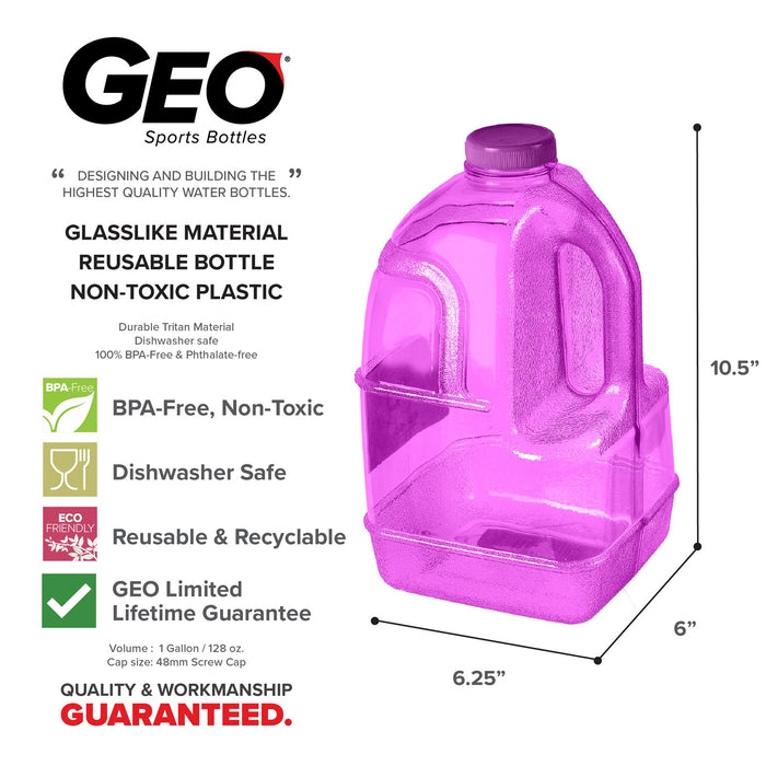 BPA Free 1 Gallon Juice Bottle, Water Bottle, Plastic Bottle, with Screw Cap, GEO