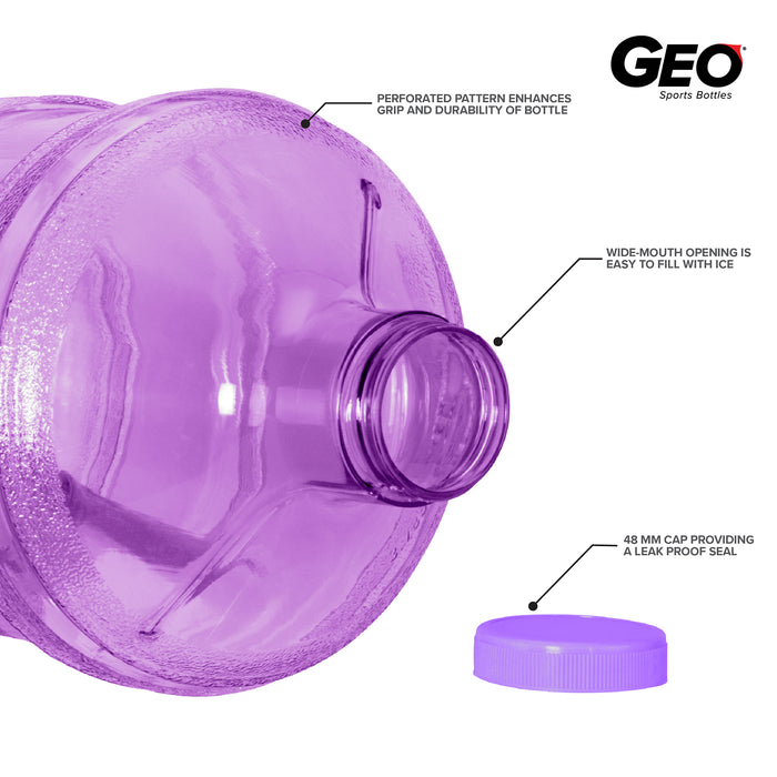 BPA Free 1 Gallon Water Bottle, Plastic Bottle, Sports Bottle, PC Bottle, with Screw Cap and Handle, GEO