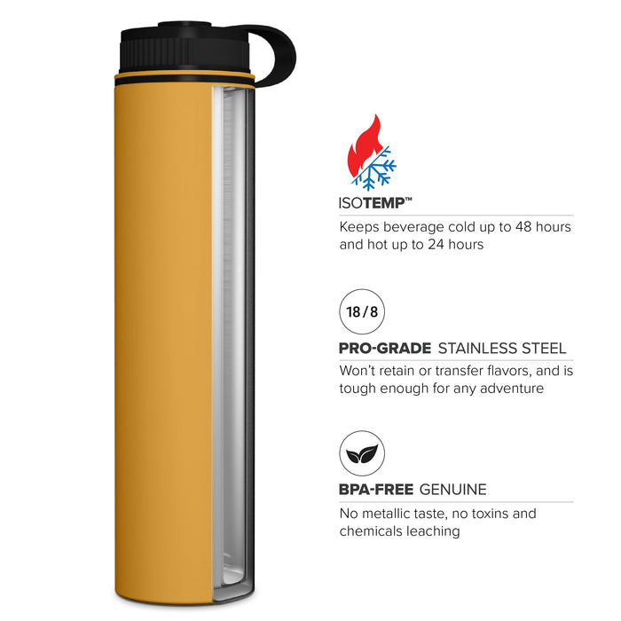 25 Ounce Stainless Steel Water Bottle, Sports Bottle, with Wide Open Mouth and Double Wall, GEO
