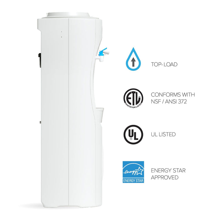 Premier Top-Load Room Temp and Cold Water Cooler, White - water cooler