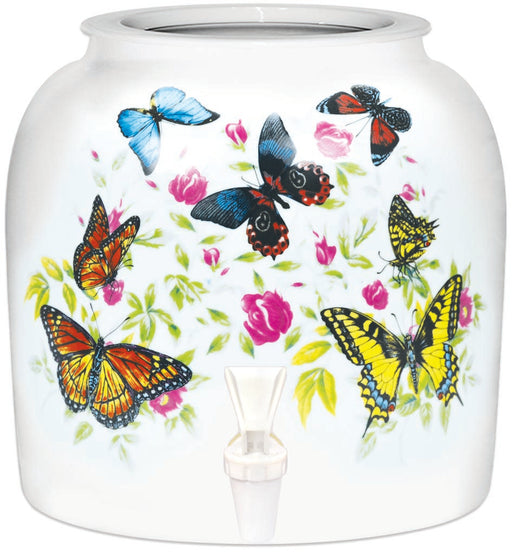 Porcelain Water Crock with Butterfly Design