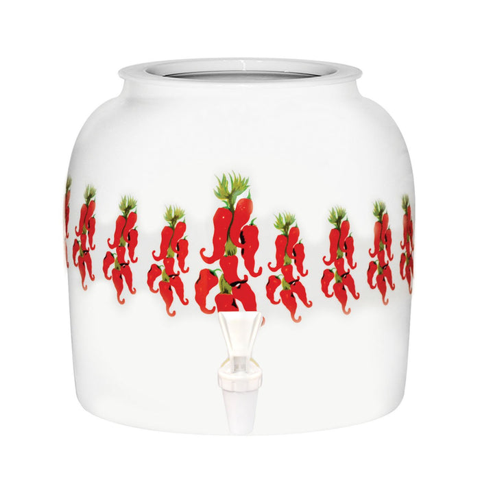 Chili Peppers Porcelain Water Crock