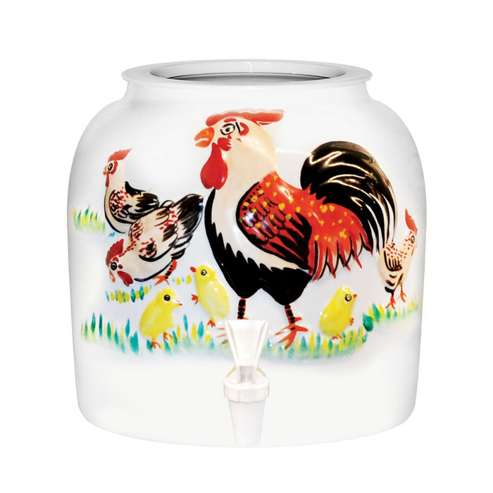 Embossed Rooster Porcelain Water Crock