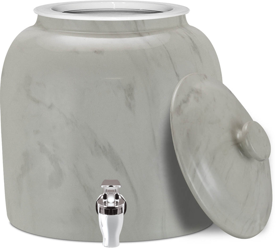 Brio Classic Marble White Ceramic Water Crock w/ Matching Lid