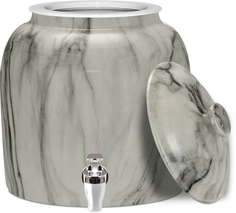 Brio White & Black Classic Marble Crock w/Lid & Faucet