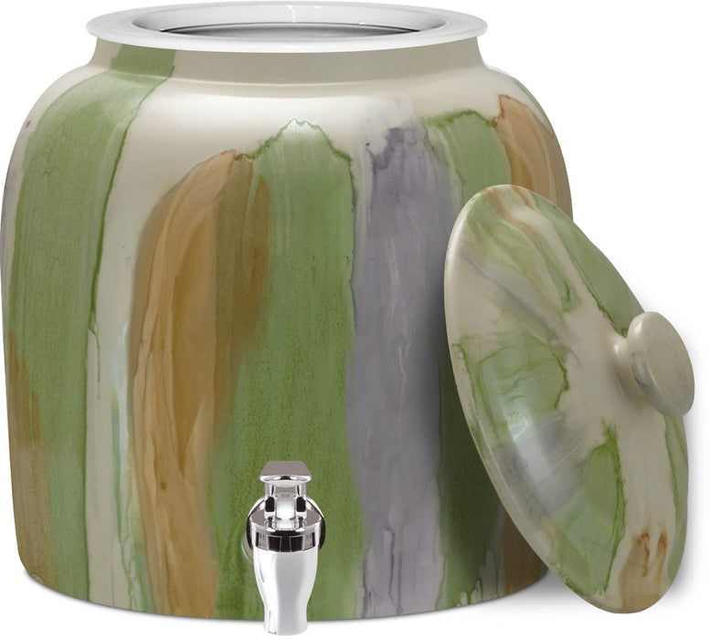 Brio Pastel Paint-Stroke Crock w/Lid & Faucet