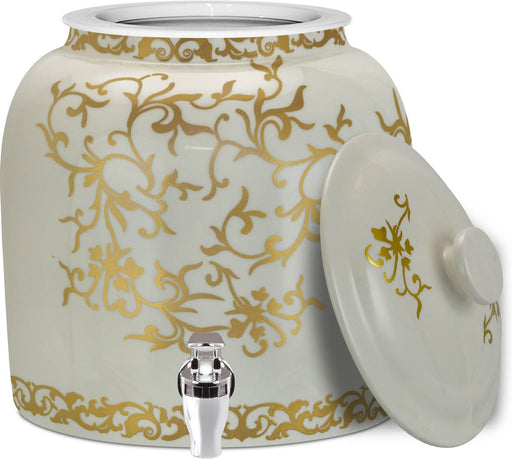 Brio Antique Gold Ornaments Crock w/Lid & Faucet