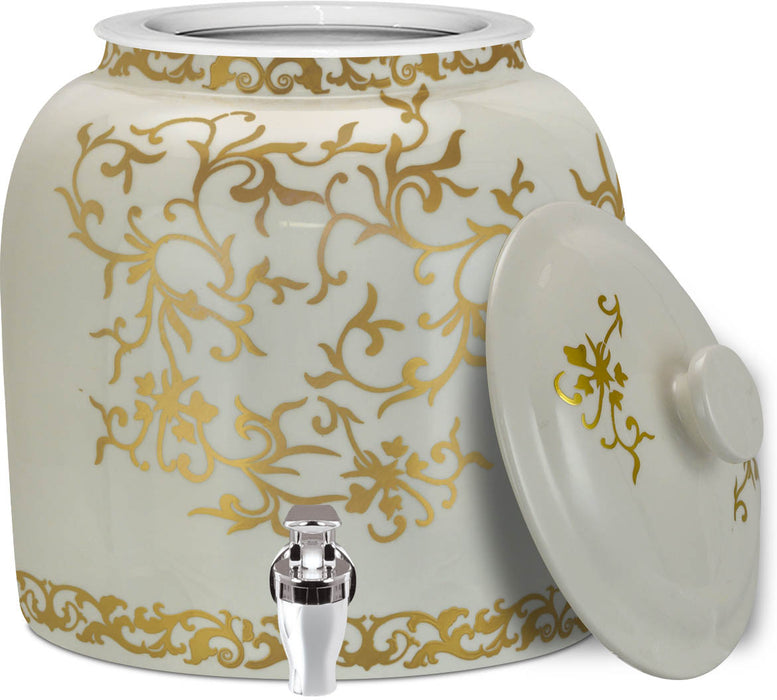 Brio Antique Gold Ornaments Crock w/Lid & Faucet