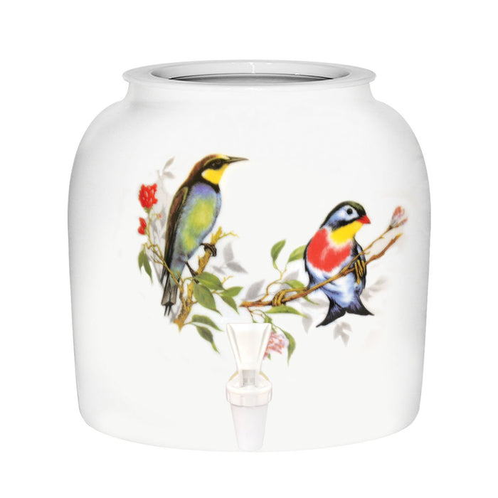 Tropical Birds Porcelain Water Crock