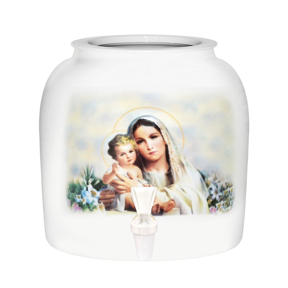 Virgin Mary & Baby Jesus Porcelain Water Crock