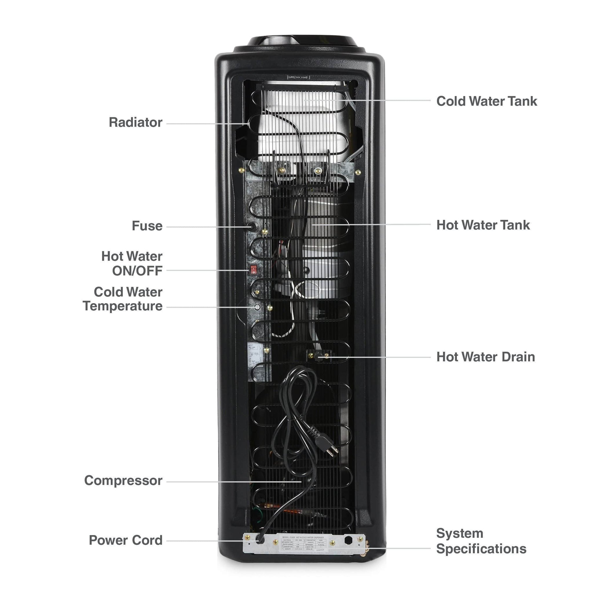 Hot and Cold Water Dispenser Cooler Top Load, Black, Brio Essential - water cooler