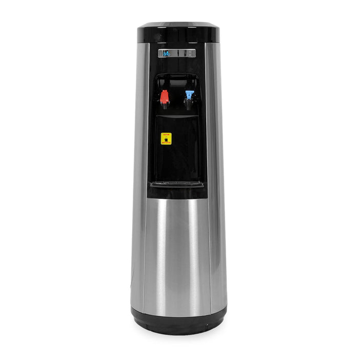 Hot and Cold Filtered Water Dispenser Cooler POU, Black and Stainless Steel, Brio Signature