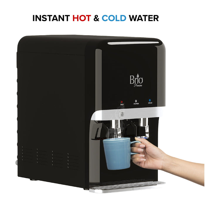 Hot and Cold Filtered Water Dispenser Cooler POU, Black, Brio Premiere - water cooler