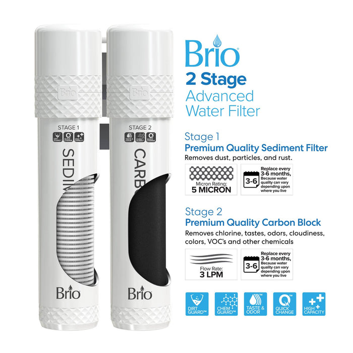 Brio Countertop Self Cleaning Bottleless Water Cooler Water Dispenser - 2 Stage Water Filter included